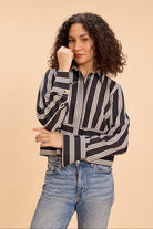 DAFFODIL STRIPE VISCOSE SHIRT WITH STATEMENT BUTTONS - Sunday Story