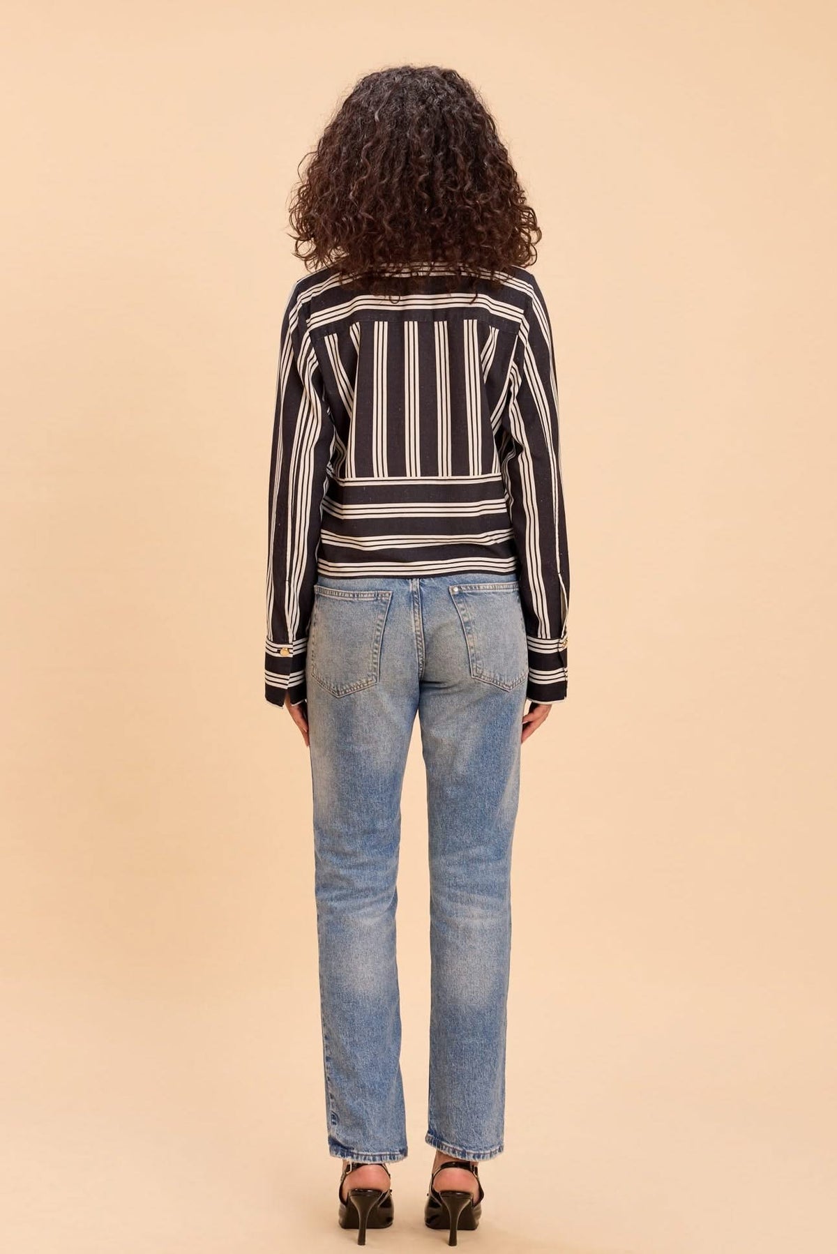 DAFFODIL STRIPE VISCOSE SHIRT WITH STATEMENT BUTTONS - Sunday Story