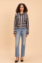DAFFODIL STRIPE VISCOSE SHIRT WITH STATEMENT BUTTONS - Sunday Story