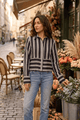 DAFFODIL STRIPE VISCOSE SHIRT WITH  STATEMENT BUTTONS