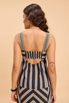 DAFFODIL STRIPE VISCOSE STRAPPY DRESS WITH BACK CUTOUT - Sunday Story