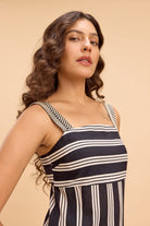 DAFFODIL STRIPE VISCOSE STRAPPY DRESS WITH BACK CUTOUT - Sunday Story
