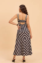 DAFFODIL STRIPE VISCOSE STRAPPY DRESS WITH BACK CUTOUT - Sunday Story