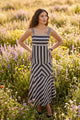 DAFFODIL STRIPE VISCOSE STRAPPY DRESS WITH BACK CUTOUT