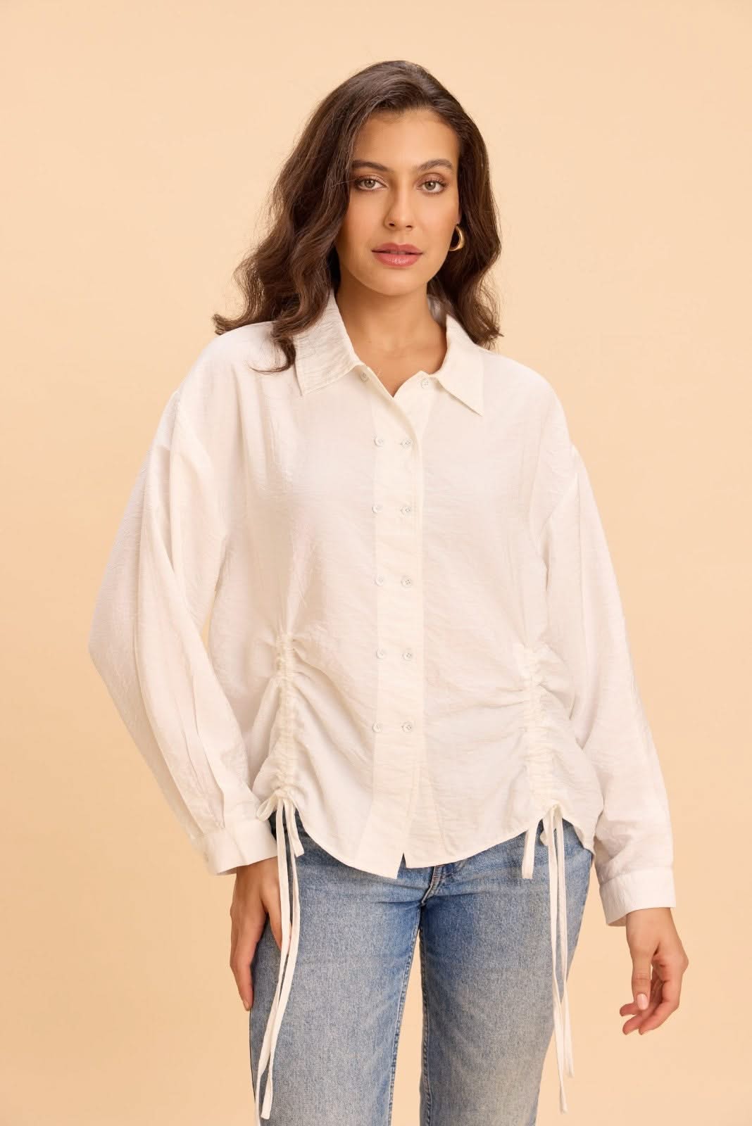 DANNA TEXTURED VISCOSE SHIRT WITH ADJUSTABLE HEMLINE - Sunday Story