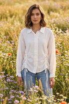 DANNA TEXTURED VISCOSE SHIRT WITH ADJUSTABLE HEMLINE - Sunday Story