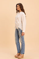 DANNA TEXTURED VISCOSE SHIRT WITH ADJUSTABLE HEMLINE - Sunday Story