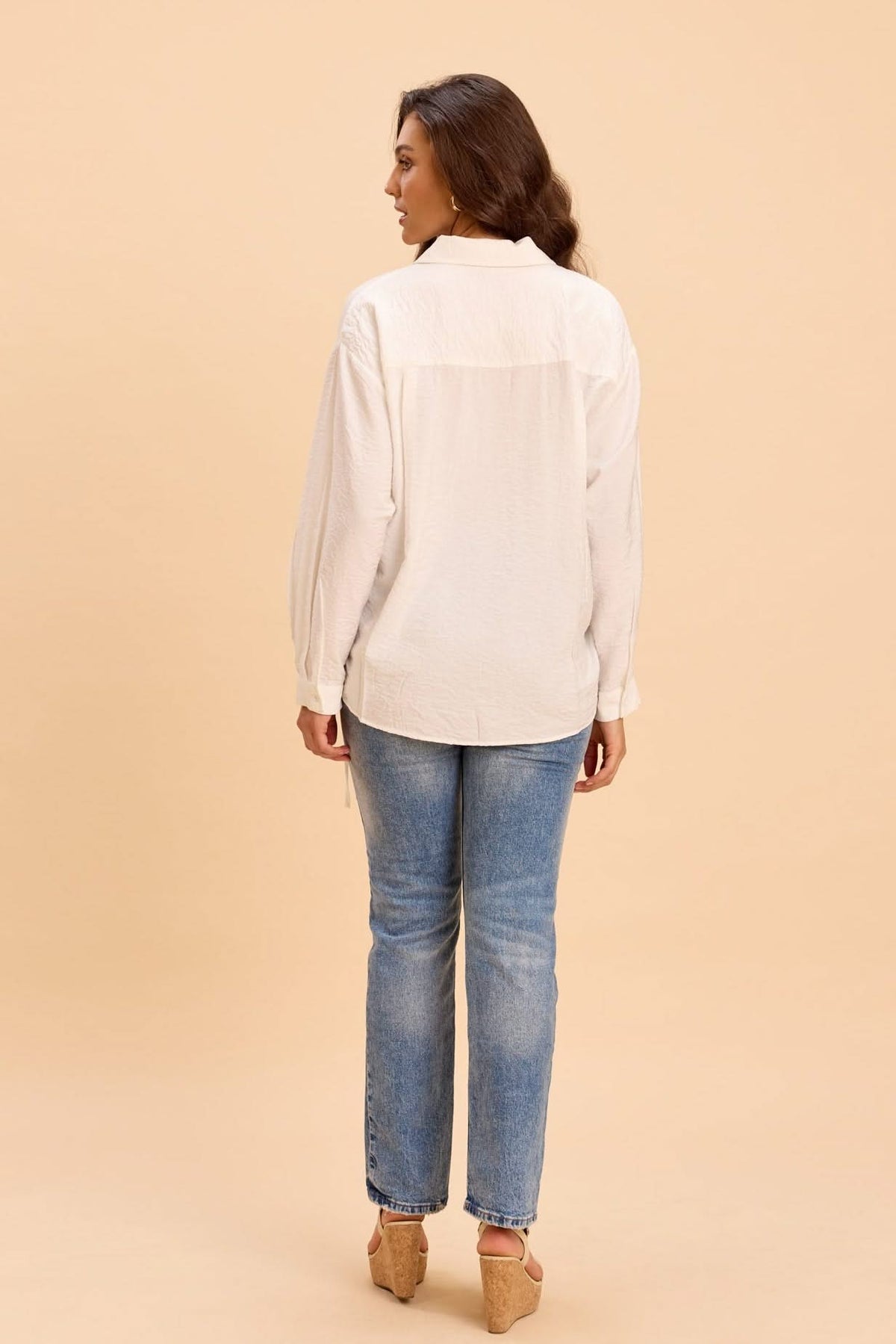 DANNA TEXTURED VISCOSE SHIRT WITH ADJUSTABLE HEMLINE - Sunday Story