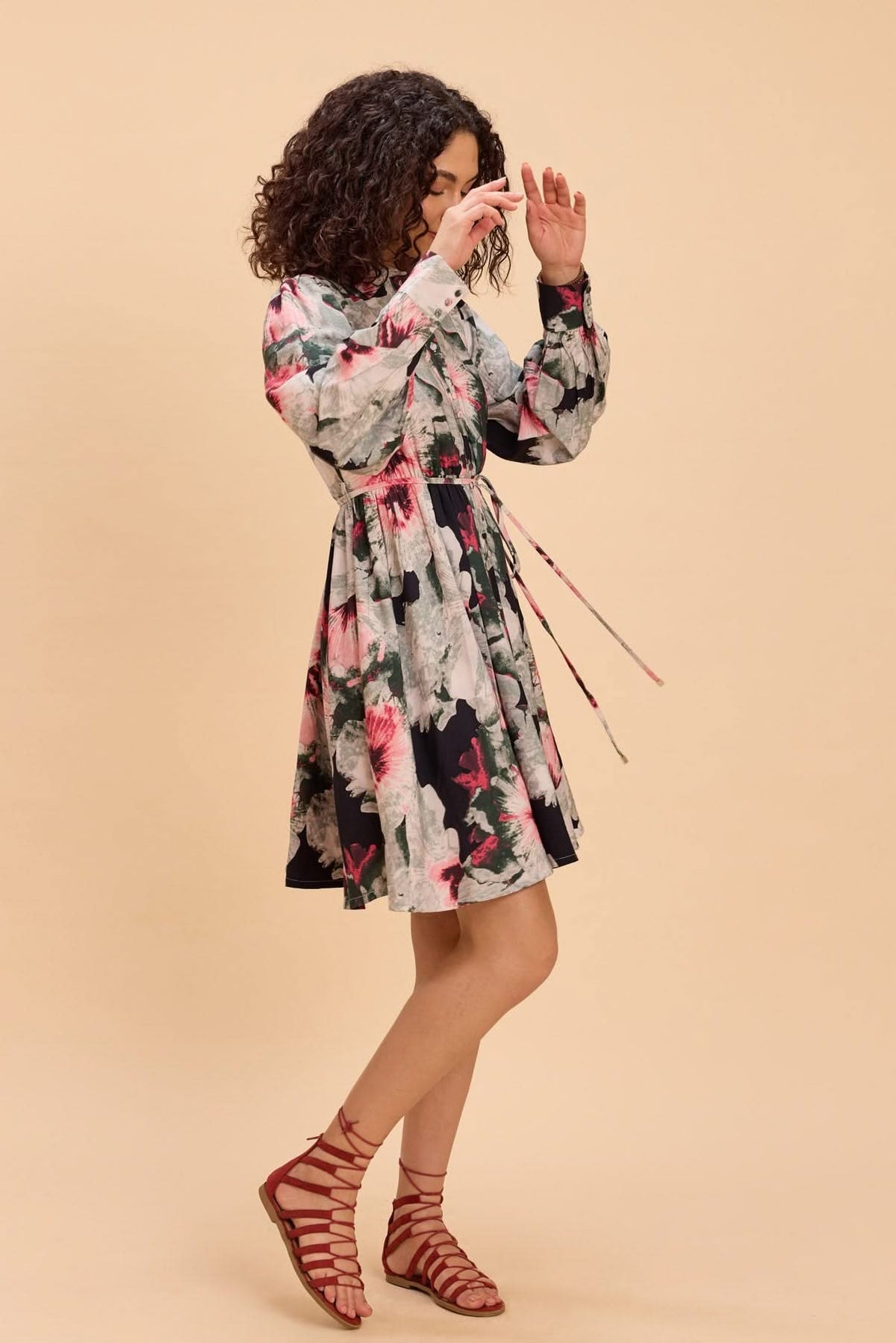 DANNI FLORAL FIT AND FLARE SHIRT SHORT DRESS - Sunday Story