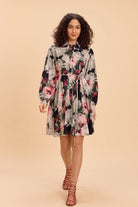 DANNI FLORAL FIT AND FLARE SHIRT SHORT DRESS - Sunday Story