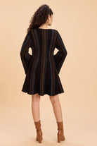 DANNY CINCHED WAIST A-LINE KNIT DRESS WITH BELL SLEEVES - Sunday Story