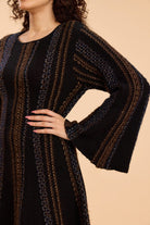 DANNY CINCHED WAIST A-LINE KNIT DRESS WITH BELL SLEEVES - Sunday Story