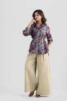 DARBY LINEN FLORAL PRINTED SHIRT WITH BELT - Sunday Story