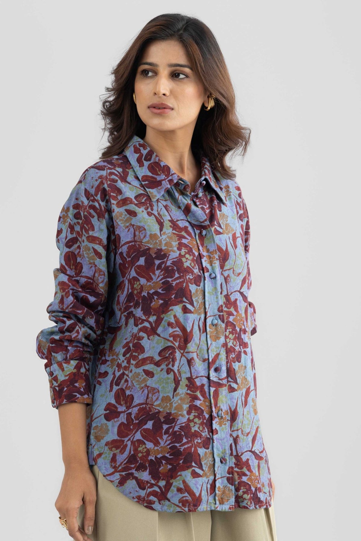DARBY LINEN FLORAL PRINTED SHIRT WITH BELT - Sunday Story