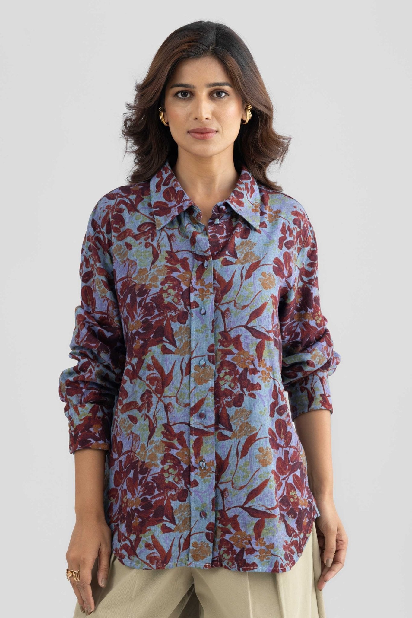 DARBY LINEN FLORAL PRINTED SHIRT WITH BELT - Sunday Story