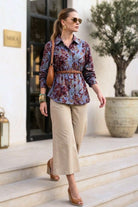 DARBY LINEN FLORAL PRINTED SHIRT WITH BELT - Sunday Story