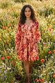 DARBY LINEN FLORAL PRINTED SHORT DRESS
