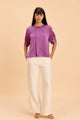 DARLENE LUXE SATIN TOP WITH JEWEL PEARL BUTTONS