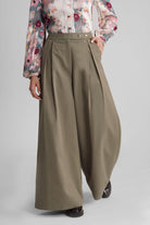 DELLA WIDE ANKLE PLEATED PANT WITH JEWEL BUTTON - Sunday Story