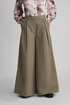 DELLA WIDE ANKLE PLEATED PANT WITH JEWEL BUTTON - Sunday Story