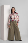 DELLA WIDE ANKLE PLEATED PANT WITH JEWEL BUTTON - Sunday Story