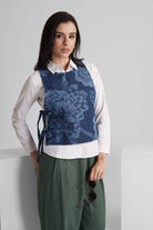 ELENOR SLEEVELESS DENIM BIB WITH SIDE TIE UPS - Sunday Story