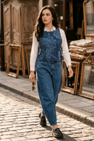 ELENOR SLEEVELESS DENIM BIB WITH SIDE TIE UPS - Sunday Story