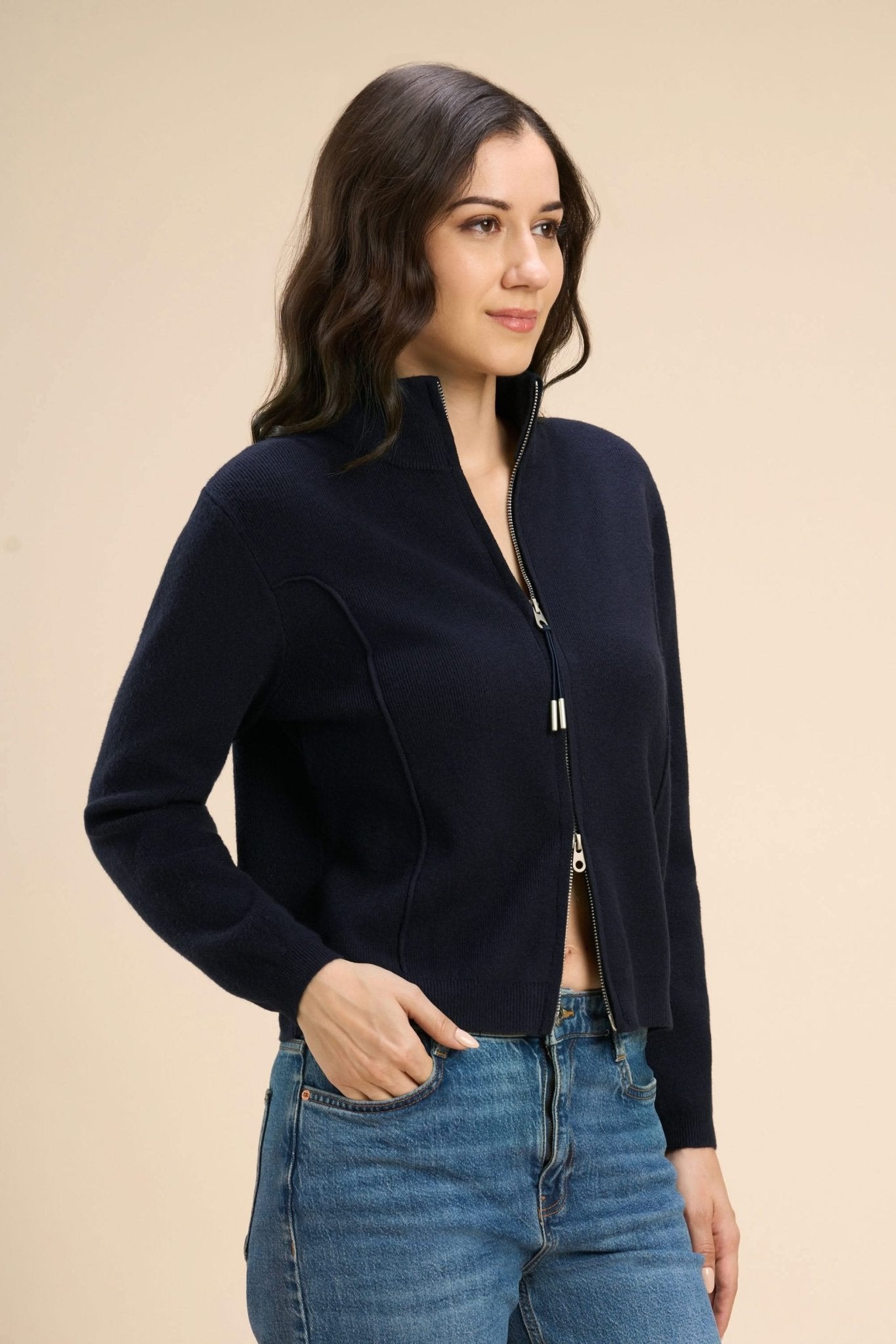ELIZA CARDIGAN WITH A TWO WAY FRONT ZIP - Sunday Story