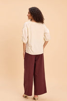 ELIZA FABRIC-MIX PUFF SLEEVED OVERSIZED T-SHIRT - Sunday Story