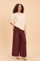 ELIZA FABRIC-MIX PUFF SLEEVED OVERSIZED T-SHIRT - Sunday Story