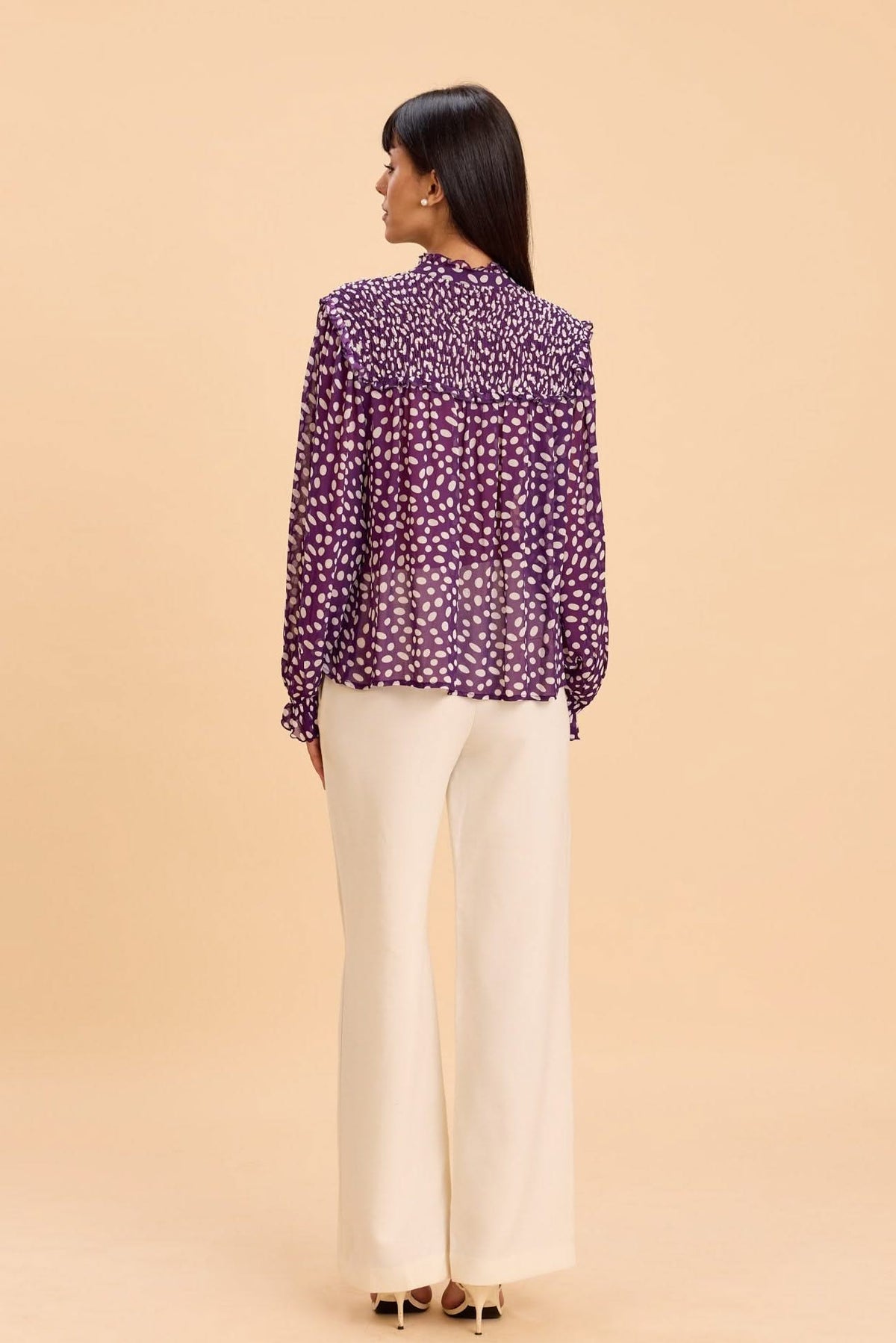 EMBER VISCOSE GEORGETTE SMOCKED POET BLOUSE - Sunday Story