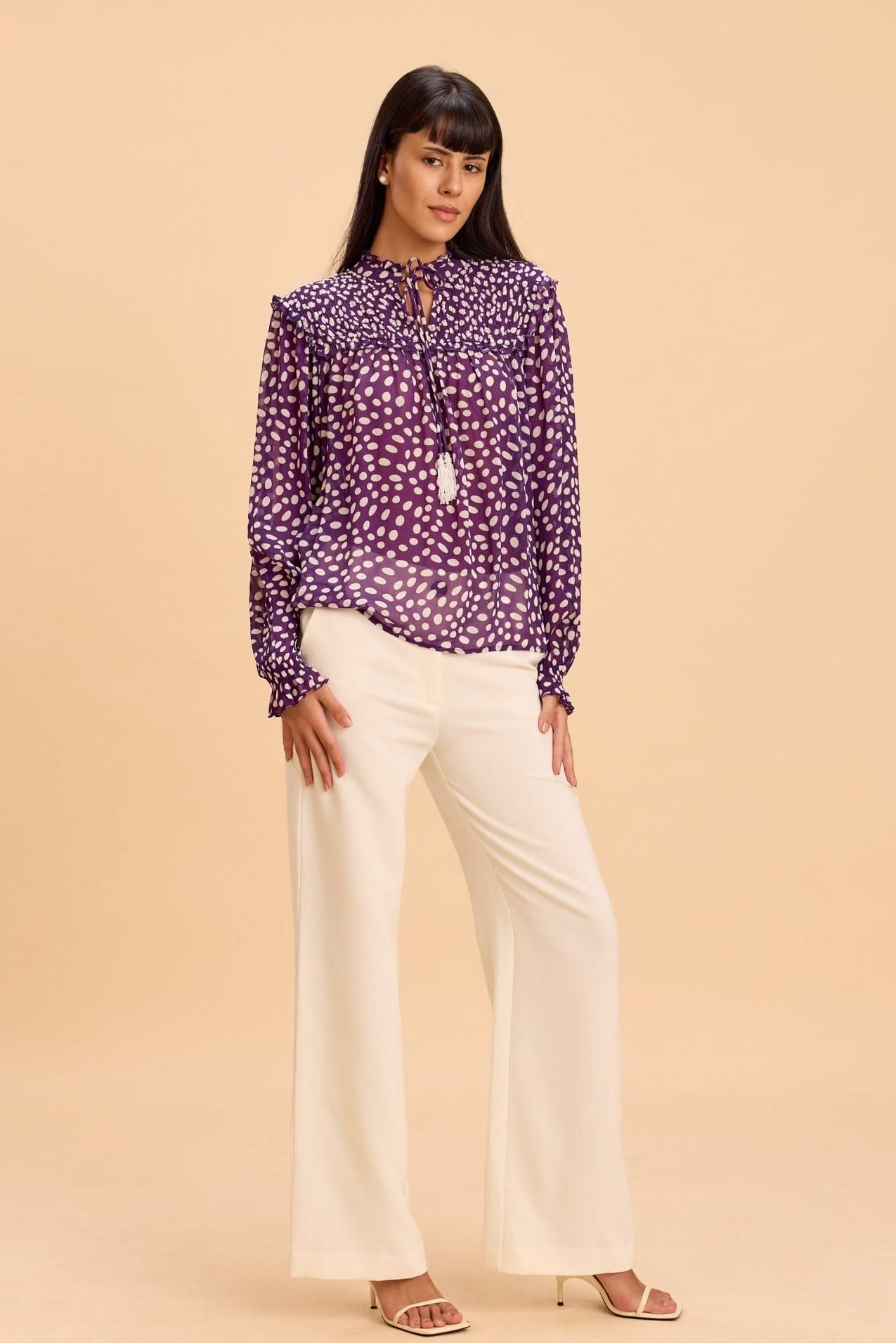 EMBER VISCOSE GEORGETTE SMOCKED POET BLOUSE - Sunday Story
