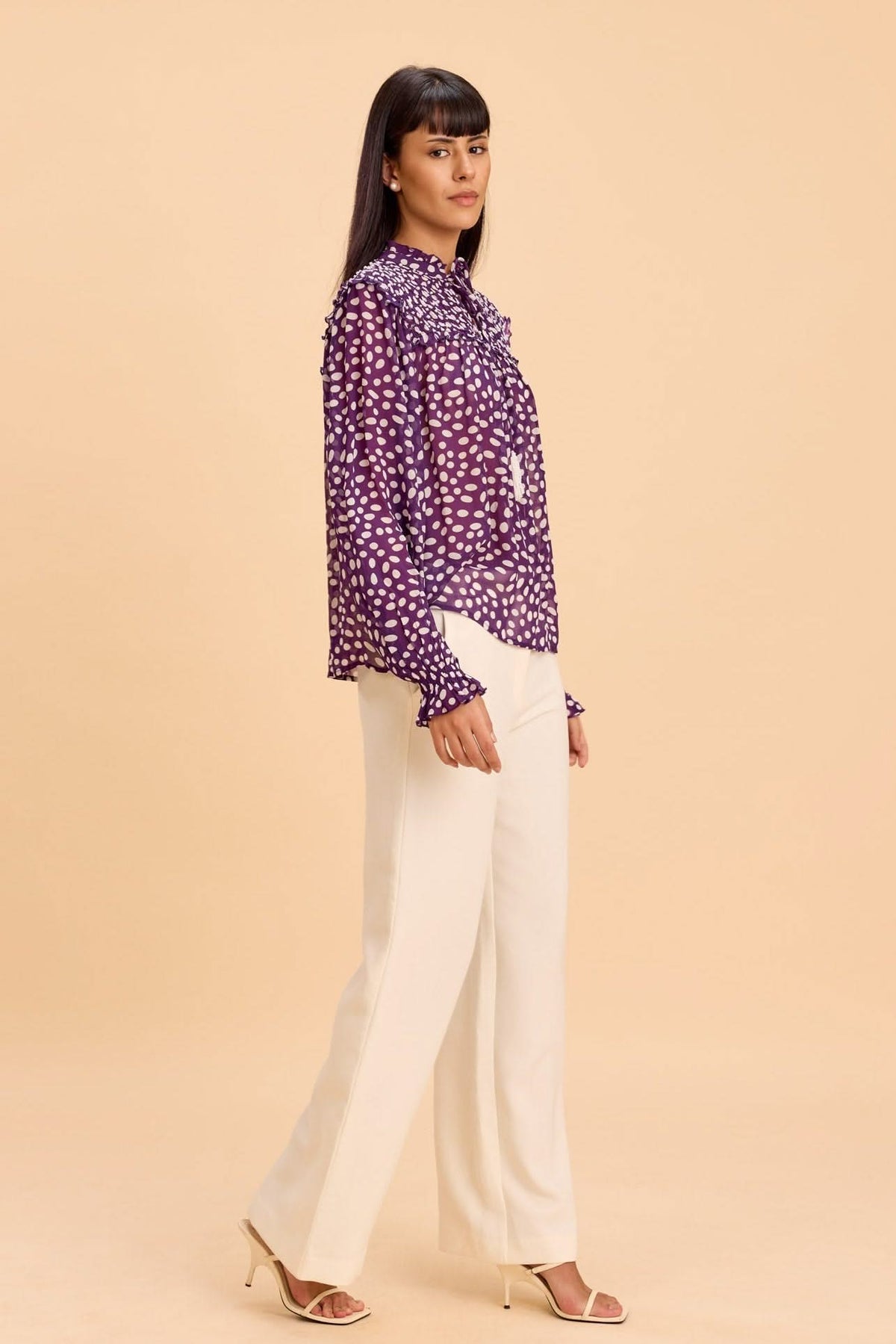 EMBER VISCOSE GEORGETTE SMOCKED POET BLOUSE - Sunday Story
