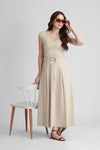 ENORA V-NECK FIT AND FLARE KNITTED MAXI DRESS WITH BELT - Sunday Story