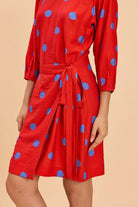 EVERLY POLKA FAUX WRAP VISCOSE SHORT DRESS - Sunday Story