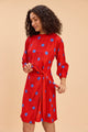 EVERLY POLKA FAUX WRAP VISCOSE SHORT DRESS
