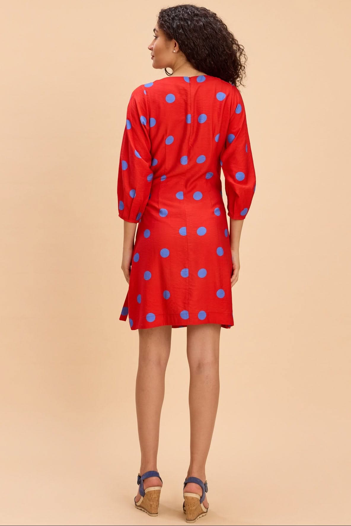 EVERLY POLKA FAUX WRAP VISCOSE SHORT DRESS - Sunday Story