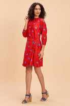 EVERLY POLKA FAUX WRAP VISCOSE SHORT DRESS - Sunday Story