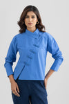 EZRA ASYMMETRICAL COTTON POPLIN SHIRT WITH FROG BUTTONS - Sunday Story