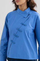 EZRA ASYMMETRICAL COTTON POPLIN SHIRT WITH FROG BUTTONS - Sunday Story