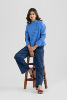 EZRA ASYMMETRICAL COTTON POPLIN SHIRT WITH FROG BUTTONS - Sunday Story