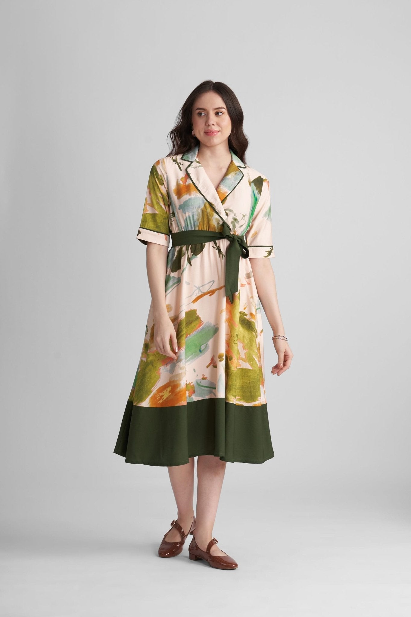 FAWN FIT AND FLARE PRINTED MIDI DRESS - Sunday Story