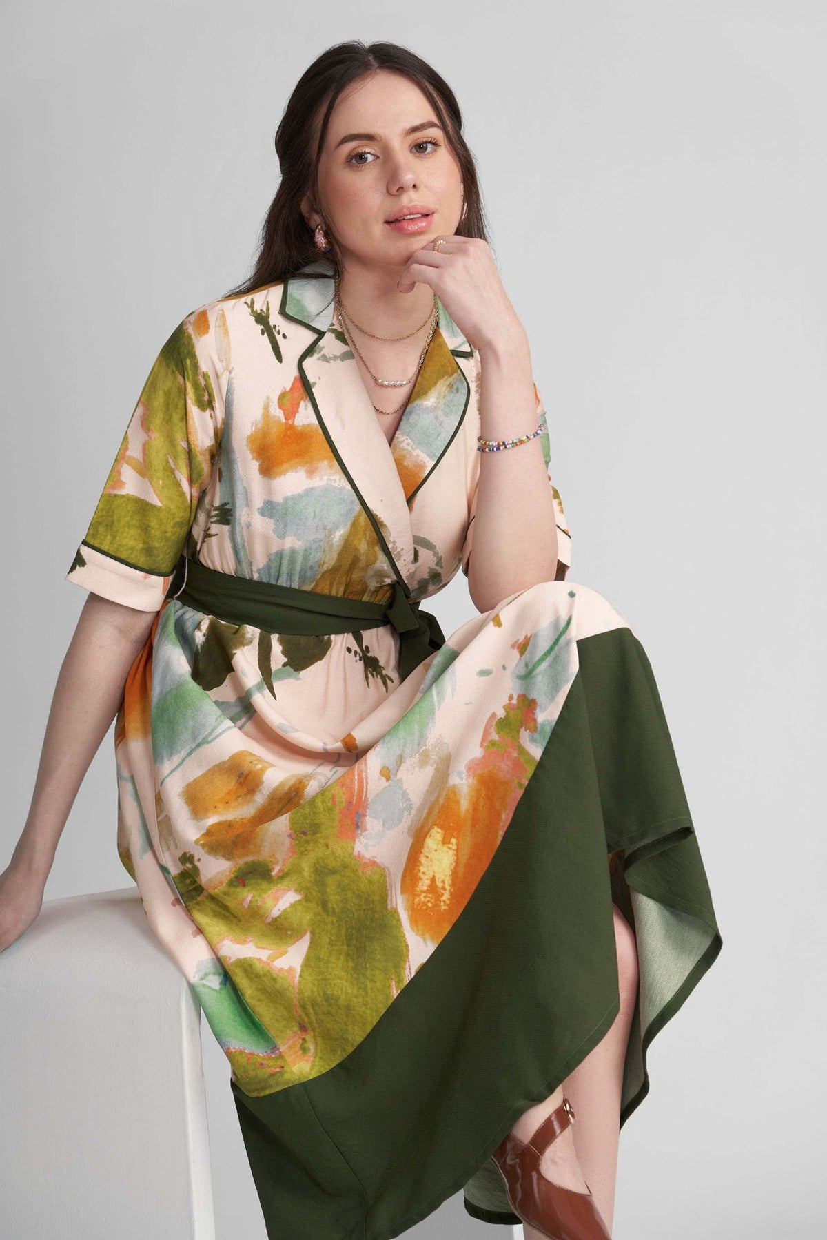 FAWN FIT AND FLARE PRINTED MIDI DRESS - Sunday Story