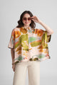 FAWN VISCOSE PRINTED KAFTAN SHIRT WITH STATEMENT BUTTONS