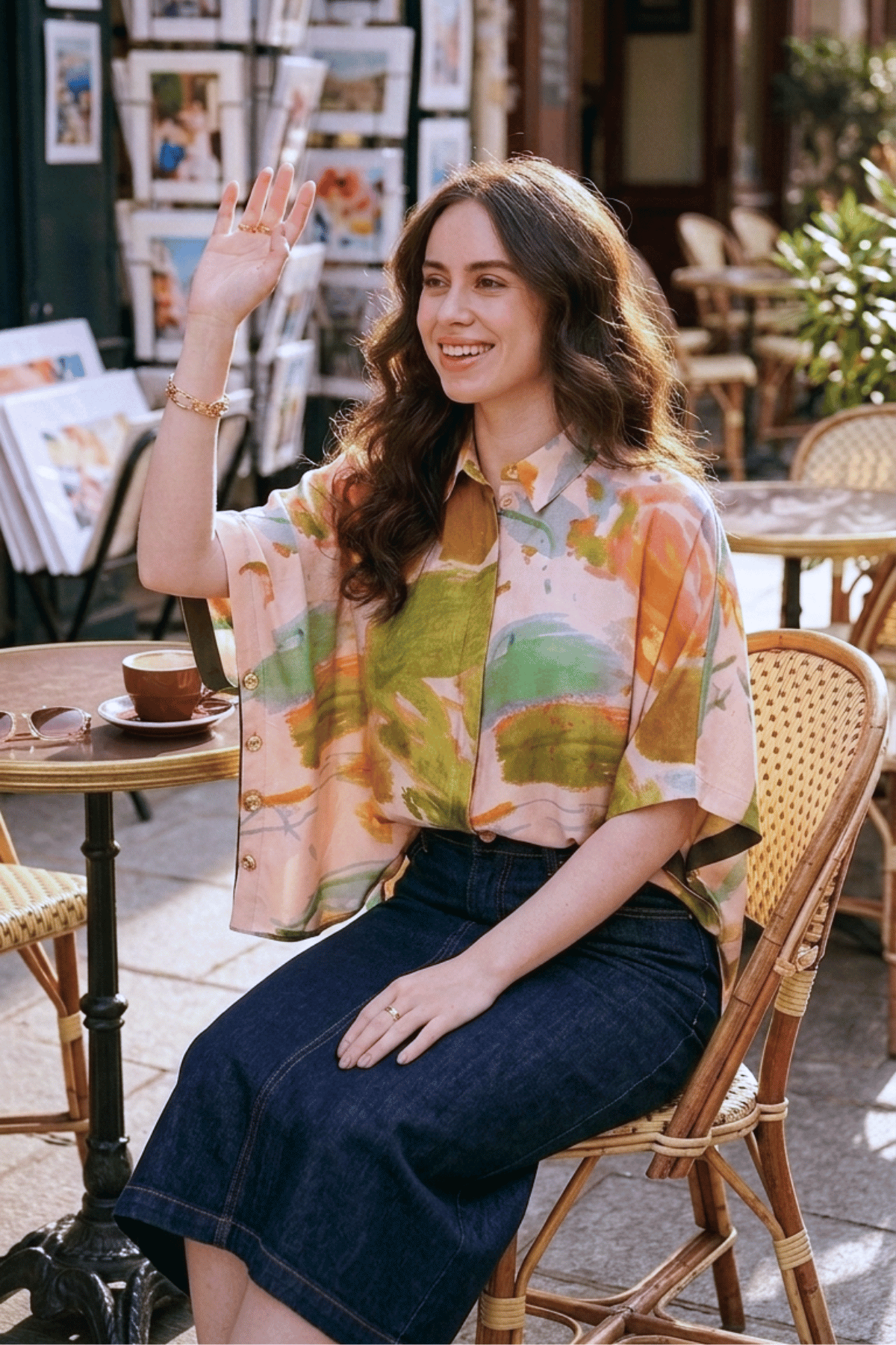 FAWN VISCOSE PRINTED KAFTAN SHIRT WITH STATEMENT BUTTONS - Sunday Story