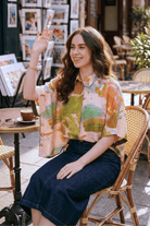 FAWN VISCOSE PRINTED KAFTAN SHIRT WITH STATEMENT BUTTONS - Sunday Story