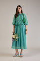 FELIX GREEN BLUE STRIPED PEPLUM & SKIRT CO-ORD SET