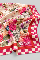 FIA FLORAL PRINTED SCARF WITH CHECKERED BORDER - Sunday Story