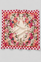 FIA FLORAL PRINTED SCARF WITH CHECKERED BORDER - Sunday Story