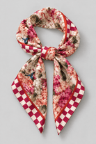 FIA FLORAL PRINTED SCARF WITH CHECKERED BORDER - Sunday Story